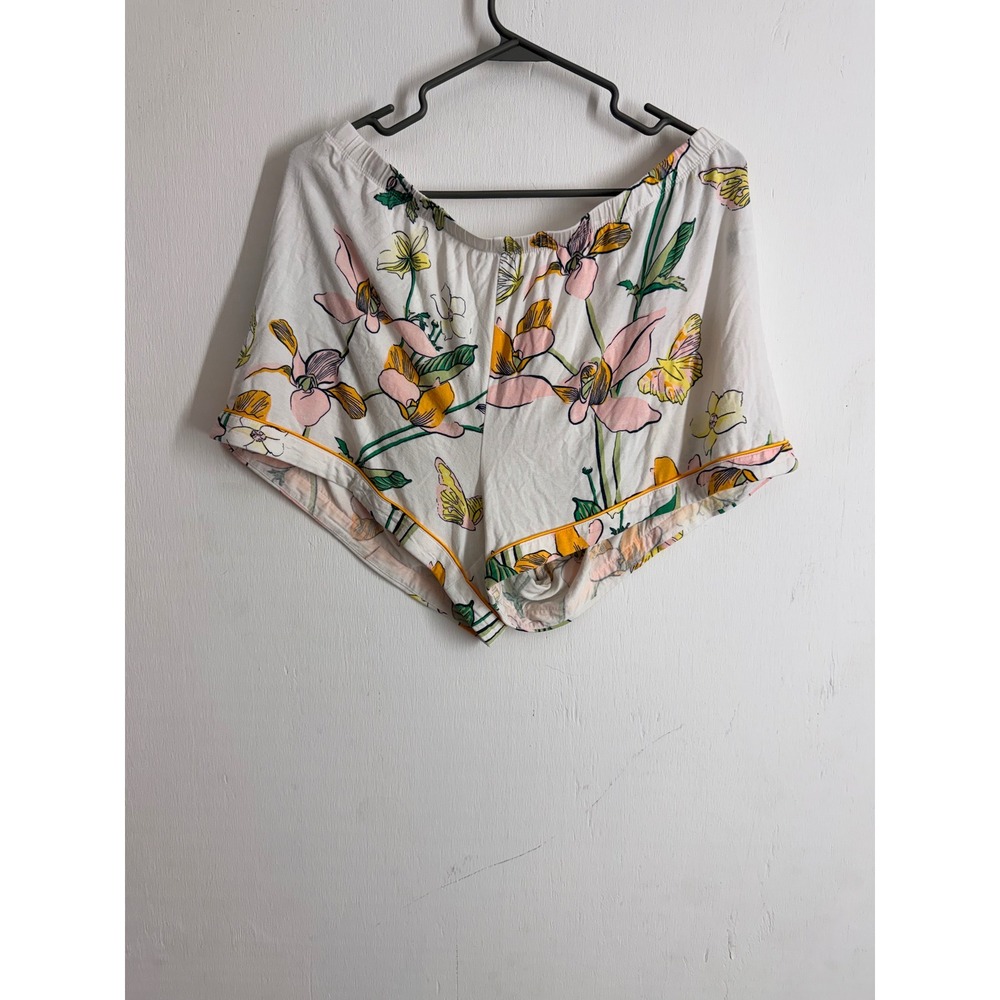 Nordstrom Floral Butterfly Pajama Shorts White Pink Yellow XL Tropical Sleepwear